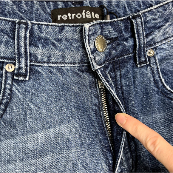 Retrofete Chris Low Rise Jeans Distressed Destroyed Straight Leg Loose Fit - Picture 3 of 8